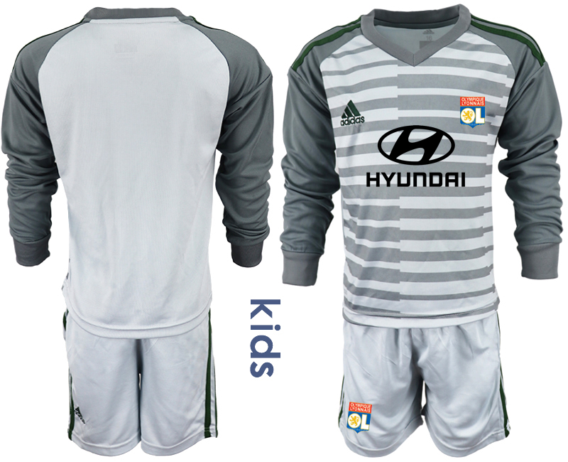 2018_2019 Club Olympique Lyonnais gray long sleeve youth goalkeeper soccer jerseys